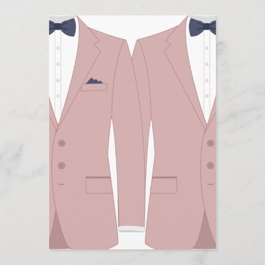 Elegante Roze En Blauwe Gay Trouwmenu Kaart (Achterkant)