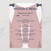 Elegante Roze En Blauwe Gay Trouwmenu Kaart (Voorkant)