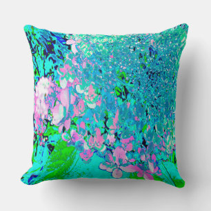Elegante Roze en Blauwe Limelight Hydrangea Kussen