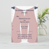 Elegante Roze En Blauwe Trouwprogramma's Voor Hbtq Programmakaart (Staand voorkant)