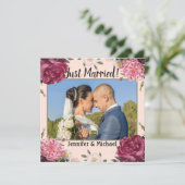 Elegante roze en bordeauxrode trouwkaart feestdagenkaart (Staand voorkant)