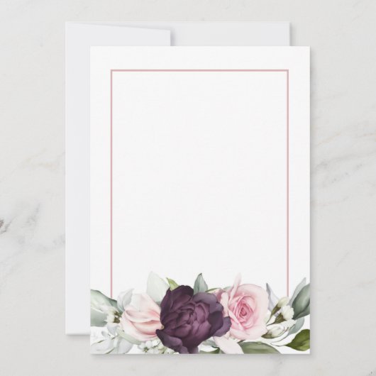 Elegante Roze en Bourgondische Bloemen 75ste Verja Kaart (Achterkant)