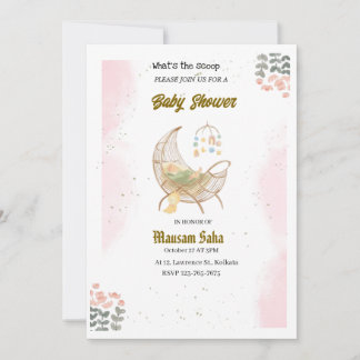 Elegante roze en bruin Baby shower Invitation Kaar Kaart