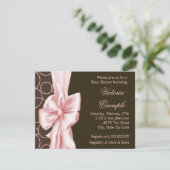 Elegante Roze en Bruine Baby Meisje Douche Kaart (Staand voorkant)