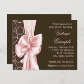 Elegante Roze en Bruine Baby Meisje Douche Kaart (Voorkant / Achterkant)