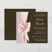 Elegante Roze en Bruine Baby Meisje Douche Kaart (Voorkant / Achterkant)