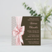 Elegante Roze en Bruine Baby Meisje Douche Kaart (Staand voorkant)