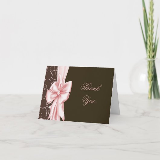Elegante roze en bruine bedankkaartjes bedankkaart (Voorkant)