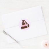 Elegante Roze en Chocolade Cake Ronde Sticker (Envelop)