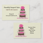 Elegante roze en chocolade cake visitekaartje (Voorkant / Achterkant)