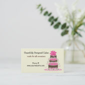 Elegante roze en chocolade cake visitekaartje (Staand voorkant)