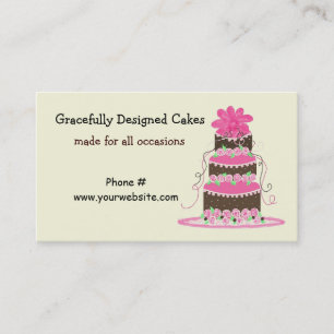 Elegante roze en chocoladetaart visitekaartje