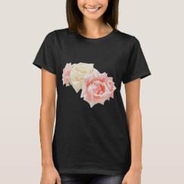 Elegante Roze en Crème Rozenboeket Dames Basic T-shirt