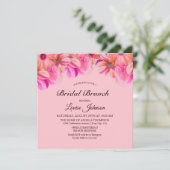 Elegante roze en gele bloemrijke bruidsbrunch kaart (Staand voorkant)