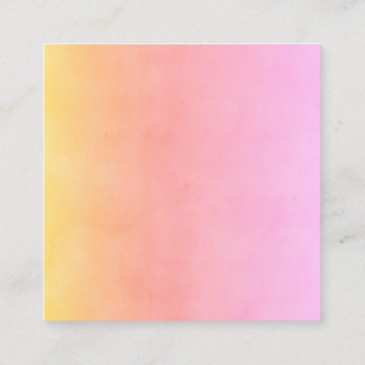 elegante roze en gele minimalistische waterverf sq vierkante visitekaartje (Achterkant)