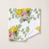 Elegante roze en gele rozen bloemstuk  bad handdoek (Wasdoekje)