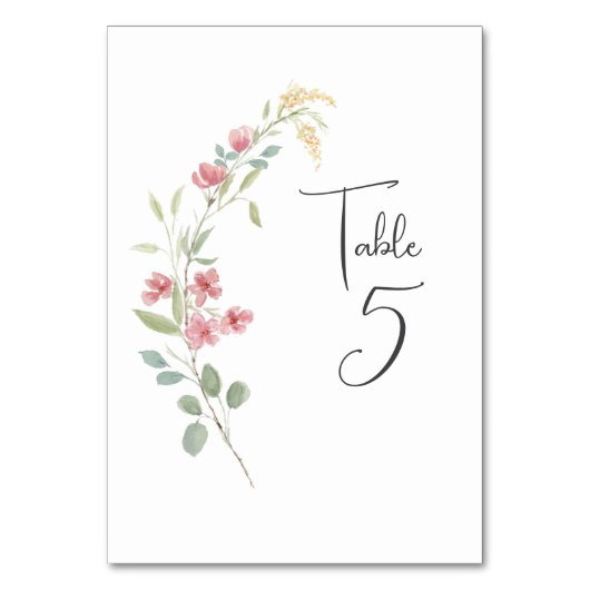 Elegante roze en gele Waterverf Wildflower Kaart (Voorkant)