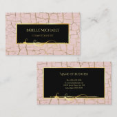 Elegante Roze en Goud Crackle Paint Cosmetologist Visitekaartje (Voorkant / Achterkant)