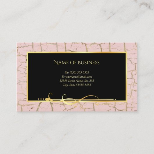 Elegante Roze en Goud Crackle Paint Cosmetologist Visitekaartje (Achterkant)