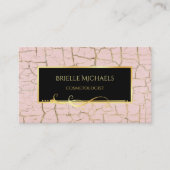 Elegante Roze en Goud Crackle Paint Cosmetologist Visitekaartje (Voorkant)