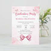 Elegante roze en gouden afstudeerfeest uitnodiging (Staand voorkant)