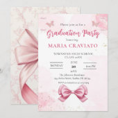 Elegante roze en gouden afstudeerfeest uitnodiging (Voorkant / Achterkant)