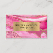 Elegante Roze en Gouden Agaat Luxe Visitekaartje (Voorkant)