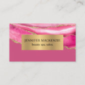 Elegante Roze en Gouden Agaat Luxe Visitekaartje (Voorkant)