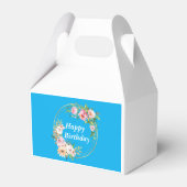 Elegante roze en gouden bloem krans gunst doos bedankdoosjes (Achterkant)