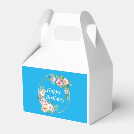 Elegante roze en gouden bloem krans gunst doos bedankdoosjes (Voorkant Zijde)