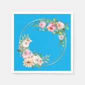 Elegante roze en gouden bloem krans papier servet  (Voorkant)