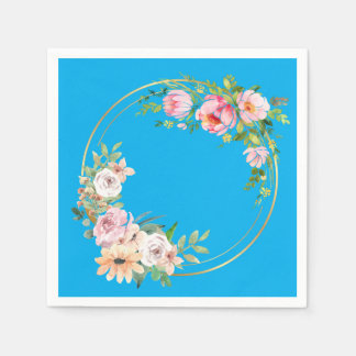 Elegante roze en gouden bloem krans papier servet 