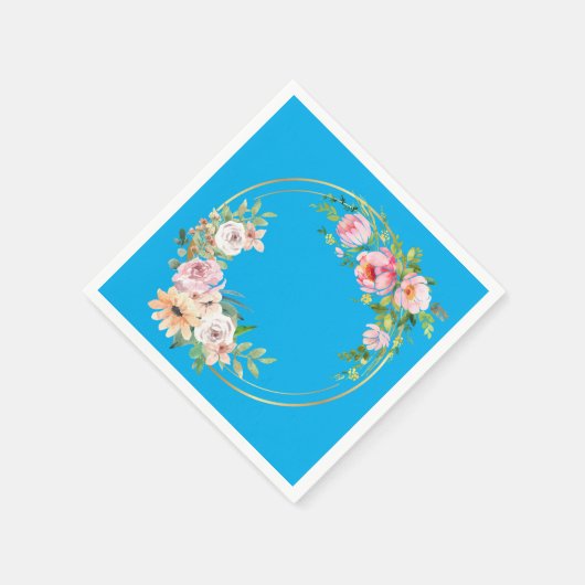 Elegante roze en gouden bloem krans papier servet  (Hoek)