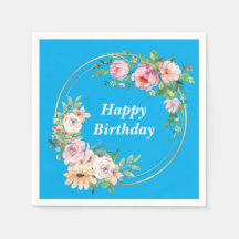 Elegante roze en gouden bloem krans papier servet 