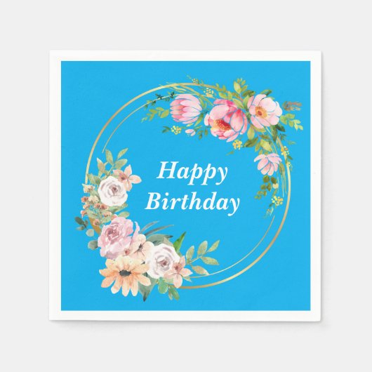 Elegante roze en gouden bloem krans papier servet  (Voorkant)