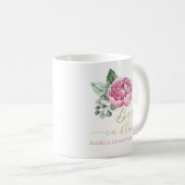 Elegante Roze en Gouden Bloemen Baby in Bloomdouch Koffiemok (Voorkant rechts)