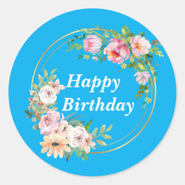 Elegante roze en gouden bloemenkrans Sticker