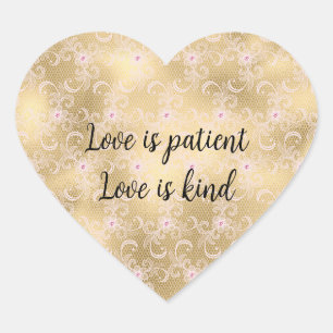 Elegante Roze en Gouden Bloemenslak Hart Sticker