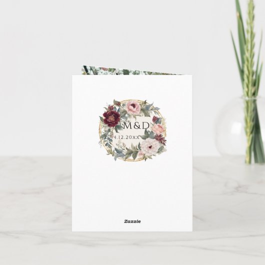 Elegante Roze en Gouden Bloemrijke Victoriaanse Tr Aankondiging (Achterkant)