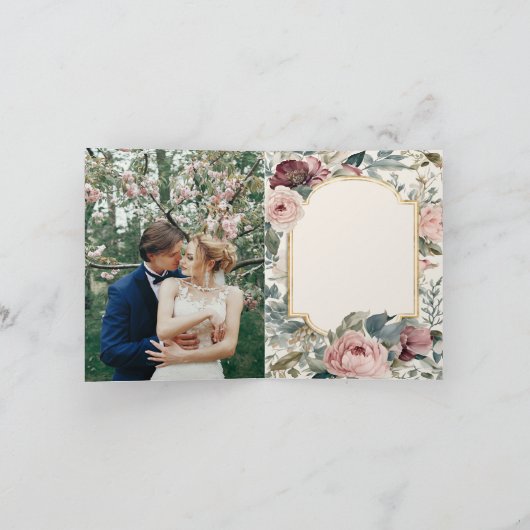 Elegante Roze en Gouden Bloemrijke Victoriaanse Tr Aankondiging (Binnen)