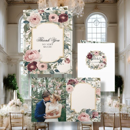 Elegante Roze en Gouden Bloemrijke Victoriaanse Tr Aankondiging