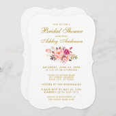 Elegante roze en gouden bruidsmeisjesuitnodiging m kaart (Voorkant / Achterkant)