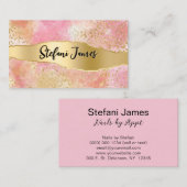 Elegante Roze en Gouden Folie Luipaard Visitekaartje (Voorkant / Achterkant)