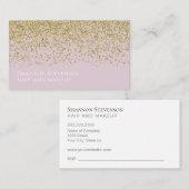 Elegante roze en gouden glitter haar make-up visitekaartje (Voorkant / Achterkant)