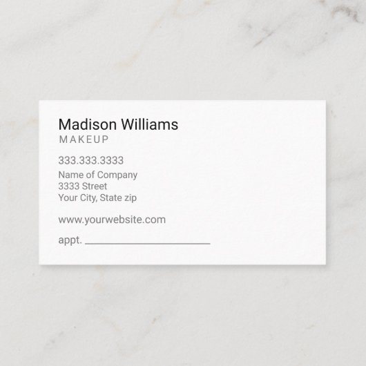 Elegante roze en gouden glitter make-up visitekaartje (Achterkant)