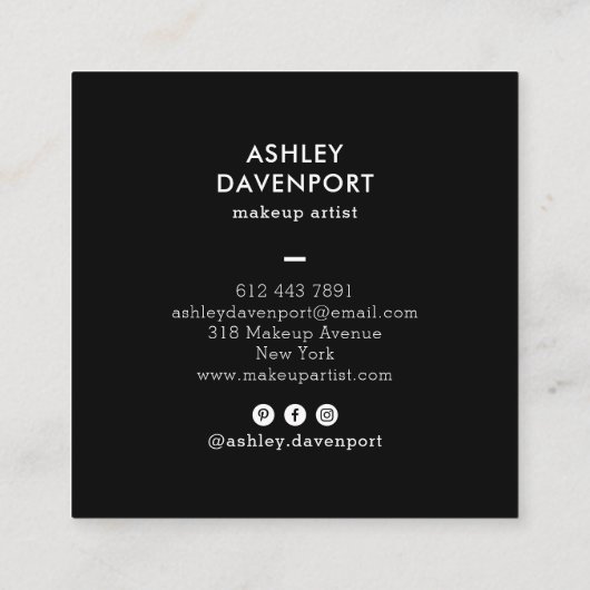 Elegante roze en gouden glitter penseelstreken mak vierkante visitekaartje (Achterkant)