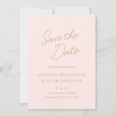 Elegante roze en gouden klassieke bruiloft save the date (Voorkant)