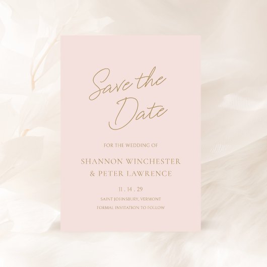 Elegante roze en gouden klassieke bruiloft save the date