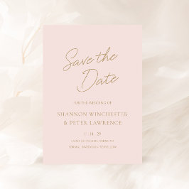 Elegante Roze en Gouden Klassieke Trouwdag Save The Date