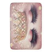 Elegante roze en gouden kroon wimpers badmat (Voorkant Verticaal)